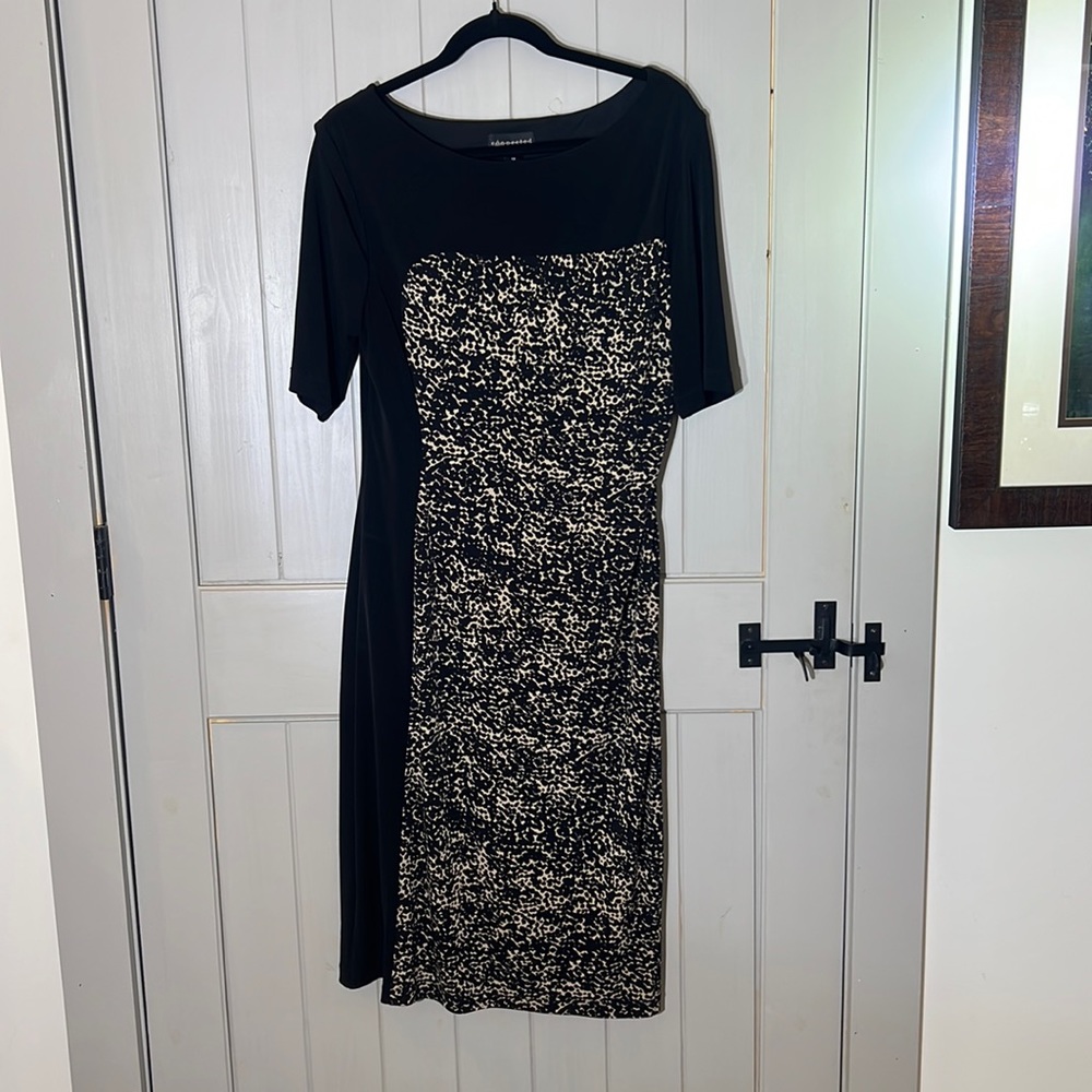 Connected Sheath Dress Animal Black Colorblock